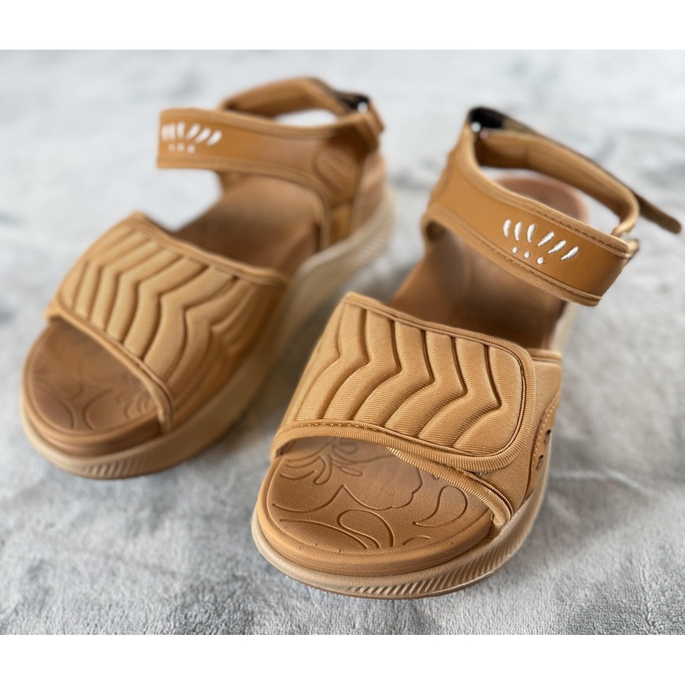 ONCAI Shoes Womens Size 9 Brown Platform Sandals Adjustable Comfort Foam